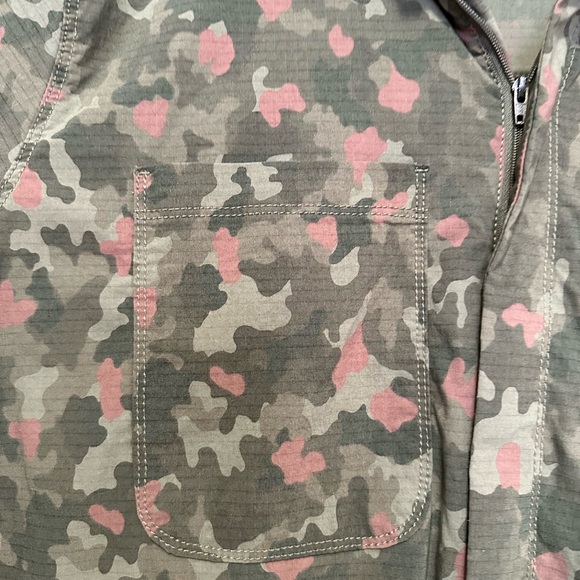 Title Nine Rosie Utility Short Romper - Wailea Camo, Dusty Olive, Size XL - Picture 2 of 10